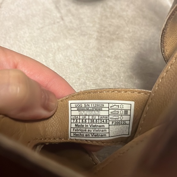 Ugg ankle strap wedges with metallic leather straps and raffia espadrille wedge - Picture 8 of 11